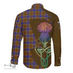 Scottish Balfour Modern Clan Tartan Crest with Thistle and Scotland Map Tartan Long Sleeve Shirt Scottish Plaid Tartan Plaid - ScotsTee - scotstee.com