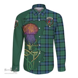 Scottish Armstrong Ancient Clan Tartan Crest with Thistle and Scotland Map Tartan Long Sleeve Shirt Scottish Plaid Tartan Plaid - ScotsTee - scotstee.com