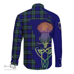 Scottish Arbuthnot Modern Clan Tartan Crest with Thistle and Scotland Map Tartan Long Sleeve Shirt Scottish Plaid Tartan Plaid - ScotsTee - scotstee.com