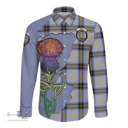Scottish Bell Clan Tartan Crest with Thistle and Scotland Map Tartan Long Sleeve Shirt Scottish Plaid Tartan Plaid - ScotsTee - scotstee.com