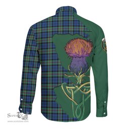 Scottish Baird Ancient Clan Tartan Crest with Thistle and Scotland Map Tartan Long Sleeve Shirt Scottish Plaid Tartan Plaid - ScotsTee - scotstee.com