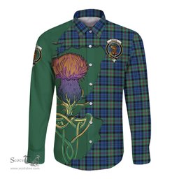 Scottish Baird Ancient Clan Tartan Crest with Thistle and Scotland Map Tartan Long Sleeve Shirt Scottish Plaid Tartan Plaid - ScotsTee - scotstee.com