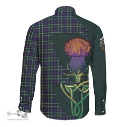 Scottish Allardice Clan Tartan Crest with Thistle and Scotland Map Tartan Long Sleeve Shirt Scottish Plaid Tartan Plaid - ScotsTee - scotstee.com