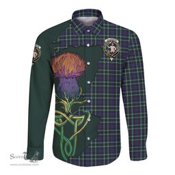 Scottish Allardice Clan Tartan Crest with Thistle and Scotland Map Tartan Long Sleeve Shirt Scottish Plaid Tartan Plaid - ScotsTee - scotstee.com
