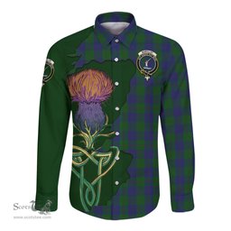 Scottish Barclay Clan Tartan Crest with Thistle and Scotland Map Tartan Long Sleeve Shirt Scottish Plaid Tartan Plaid - ScotsTee - scotstee.com