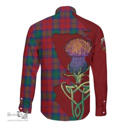Scottish Auchinleck Clan Tartan Crest with Thistle and Scotland Map Tartan Long Sleeve Shirt Scottish Plaid Tartan Plaid - ScotsTee - scotstee.com