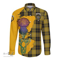 Scottish Barclay Dress Clan Tartan Crest with Thistle and Scotland Map Tartan Long Sleeve Shirt Scottish Plaid Tartan Plaid - ScotsTee - scotstee.com