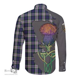 Scottish Baird Dress Clan Tartan Crest with Thistle and Scotland Map Tartan Long Sleeve Shirt Scottish Plaid Tartan Plaid - ScotsTee - scotstee.com