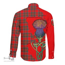 Scottish Binning Clan Tartan Crest with Thistle and Scotland Map Tartan Long Sleeve Shirt Scottish Plaid Tartan Plaid - ScotsTee - scotstee.com