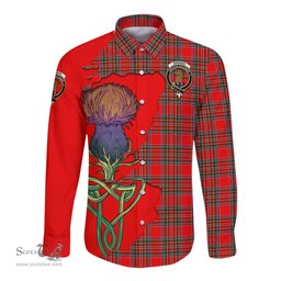 Scottish Binning Clan Tartan Crest with Thistle and Scotland Map Tartan Long Sleeve Shirt Scottish Plaid Tartan Plaid - ScotsTee - scotstee.com