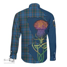 Scottish Bain Clan Tartan Crest with Thistle and Scotland Map Tartan Long Sleeve Shirt Scottish Plaid Tartan Plaid - ScotsTee - scotstee.com