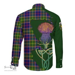 Scottish Arnott Clan Tartan Crest with Thistle and Scotland Map Tartan Long Sleeve Shirt Scottish Plaid Tartan Plaid - ScotsTee - scotstee.com