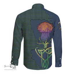 Scottish Arbuthnot Clan Tartan Crest with Thistle and Scotland Map Tartan Long Sleeve Shirt Scottish Plaid Tartan Plaid - ScotsTee - scotstee.com