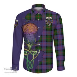 Scottish Blair Modern Clan Tartan Crest with Thistle and Scotland Map Tartan Long Sleeve Shirt Scottish Plaid Tartan Plaid - ScotsTee - scotstee.com