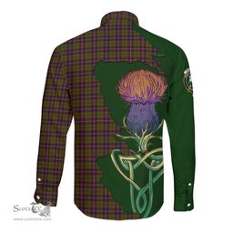 Scottish Cochrane Modern Clan Tartan Crest with Thistle and Scotland Map Tartan Long Sleeve Shirt Scottish Plaid Tartan Plaid - ScotsTee - scotstee.com