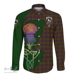 Scottish Cochrane Modern Clan Tartan Crest with Thistle and Scotland Map Tartan Long Sleeve Shirt Scottish Plaid Tartan Plaid - ScotsTee - scotstee.com