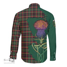 Scottish Cumming Hunting Ancient Clan Tartan Crest with Thistle and Scotland Map Tartan Long Sleeve Shirt Scottish Plaid Tartan Plaid - ScotsTee - scotstee.com