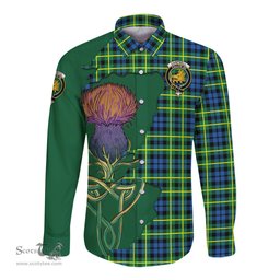 Scottish Campbell of Breadalbane Ancient Clan Tartan Crest with Thistle and Scotland Map Tartan Long Sleeve Shirt Scottish Plaid Tartan Plaid - ScotsTee - scotstee.com