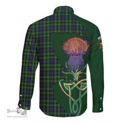 Scottish Campbell of Breadalbane Clan Tartan Crest with Thistle and Scotland Map Tartan Long Sleeve Shirt Scottish Plaid Tartan Plaid - ScotsTee - scotstee.com