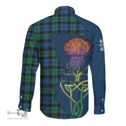 Scottish Black Watch Ancient Clan Tartan Crest with Thistle and Scotland Map Tartan Long Sleeve Shirt Scottish Plaid Tartan Plaid - ScotsTee - scotstee.com