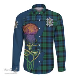 Scottish Black Watch Ancient Clan Tartan Crest with Thistle and Scotland Map Tartan Long Sleeve Shirt Scottish Plaid Tartan Plaid - ScotsTee - scotstee.com