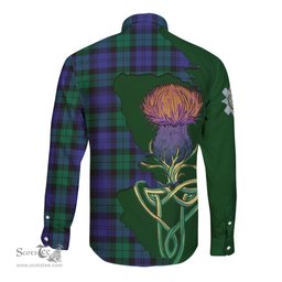Scottish Black Watch Modern Clan Tartan Crest with Thistle and Scotland Map Tartan Long Sleeve Shirt Scottish Plaid Tartan Plaid - ScotsTee - scotstee.com