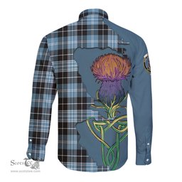 Scottish Clark Ancient Clan Tartan Crest with Thistle and Scotland Map Tartan Long Sleeve Shirt Scottish Plaid Tartan Plaid - ScotsTee - scotstee.com