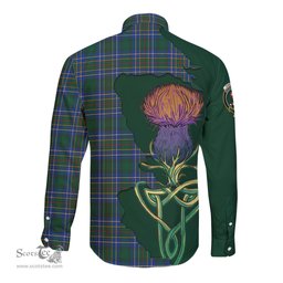 Scottish Cockburn Ancient Clan Tartan Crest with Thistle and Scotland Map Tartan Long Sleeve Shirt Scottish Plaid Tartan Plaid - ScotsTee - scotstee.com