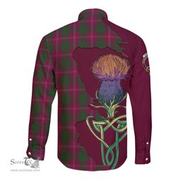 Scottish Crawford Clan Tartan Crest with Thistle and Scotland Map Tartan Long Sleeve Shirt Scottish Plaid Tartan Plaid - ScotsTee - scotstee.com