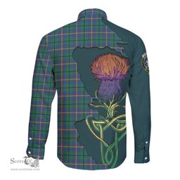Scottish Carmichael Ancient Clan Tartan Crest with Thistle and Scotland Map Tartan Long Sleeve Shirt Scottish Plaid Tartan Plaid - ScotsTee - scotstee.com