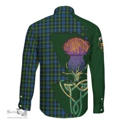 Scottish Campbell of Argyll #02 Clan Tartan Crest with Thistle and Scotland Map Tartan Long Sleeve Shirt Scottish Plaid Tartan Plaid - ScotsTee - scotstee.com