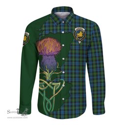 Scottish Campbell of Argyll #02 Clan Tartan Crest with Thistle and Scotland Map Tartan Long Sleeve Shirt Scottish Plaid Tartan Plaid - ScotsTee - scotstee.com