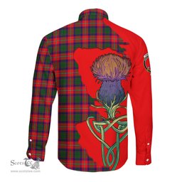 Scottish Charteris Clan Tartan Crest with Thistle and Scotland Map Tartan Long Sleeve Shirt Scottish Plaid Tartan Plaid - ScotsTee - scotstee.com
