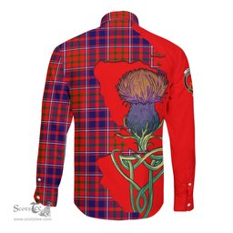 Scottish Cameron of Lochiel Modern Clan Tartan Crest with Thistle and Scotland Map Tartan Long Sleeve Shirt Scottish Plaid Tartan Plaid - ScotsTee - scotstee.com