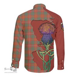 Scottish Bruce Ancient Clan Tartan Crest with Thistle and Scotland Map Tartan Long Sleeve Shirt Scottish Plaid Tartan Plaid - ScotsTee - scotstee.com