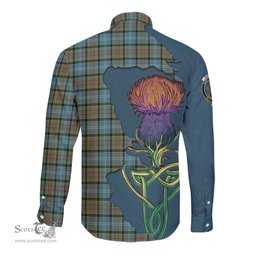 Scottish Brisbane modern Clan Tartan Crest with Thistle and Scotland Map Tartan Long Sleeve Shirt Scottish Plaid Tartan Plaid - ScotsTee - scotstee.com
