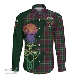 Scottish Crosbie Clan Tartan Crest with Thistle and Scotland Map Tartan Long Sleeve Shirt Scottish Plaid Tartan Plaid - ScotsTee - scotstee.com