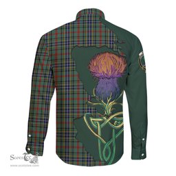 Scottish Bisset Clan Tartan Crest with Thistle and Scotland Map Tartan Long Sleeve Shirt Scottish Plaid Tartan Plaid - ScotsTee - scotstee.com