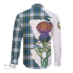 Scottish Campbell Dress Ancient Clan Tartan Crest with Thistle and Scotland Map Tartan Long Sleeve Shirt Scottish Plaid Tartan Plaid - ScotsTee - scotstee.com