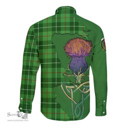Scottish Boyle Clan Tartan Crest with Thistle and Scotland Map Tartan Long Sleeve Shirt Scottish Plaid Tartan Plaid - ScotsTee - scotstee.com