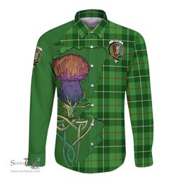 Scottish Boyle Clan Tartan Crest with Thistle and Scotland Map Tartan Long Sleeve Shirt Scottish Plaid Tartan Plaid - ScotsTee - scotstee.com