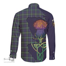 Scottish Campbell Argyll Modern Clan Tartan Crest with Thistle and Scotland Map Tartan Long Sleeve Shirt Scottish Plaid Tartan Plaid - ScotsTee - scotstee.com