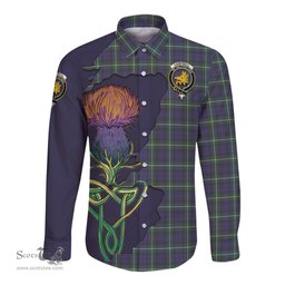 Scottish Campbell Argyll Modern Clan Tartan Crest with Thistle and Scotland Map Tartan Long Sleeve Shirt Scottish Plaid Tartan Plaid - ScotsTee - scotstee.com