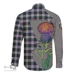 Scottish Campbell of Cawdor Dress Clan Tartan Crest with Thistle and Scotland Map Tartan Long Sleeve Shirt Scottish Plaid Tartan Plaid - ScotsTee - scotstee.com