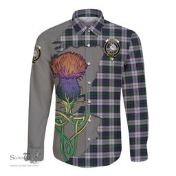 Scottish Campbell of Cawdor Dress Clan Tartan Crest with Thistle and Scotland Map Tartan Long Sleeve Shirt Scottish Plaid Tartan Plaid - ScotsTee - scotstee.com