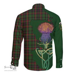Scottish Cumming Hunting Clan Tartan Crest with Thistle and Scotland Map Tartan Long Sleeve Shirt Scottish Plaid Tartan Plaid - ScotsTee - scotstee.com