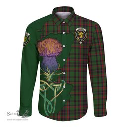 Scottish Cumming Hunting Clan Tartan Crest with Thistle and Scotland Map Tartan Long Sleeve Shirt Scottish Plaid Tartan Plaid - ScotsTee - scotstee.com