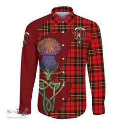 Scottish Brodie Modern Clan Tartan Crest with Thistle and Scotland Map Tartan Long Sleeve Shirt Scottish Plaid Tartan Plaid - ScotsTee - scotstee.com