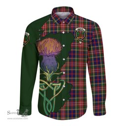 Scottish Christie Clan Tartan Crest with Thistle and Scotland Map Tartan Long Sleeve Shirt Scottish Plaid Tartan Plaid - ScotsTee - scotstee.com