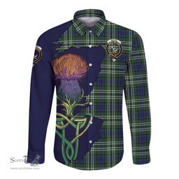 Scottish Blyth Clan Tartan Crest with Thistle and Scotland Map Tartan Long Sleeve Shirt Scottish Plaid Tartan Plaid - ScotsTee - scotstee.com